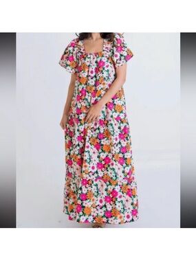 KARLIE poplin maxi dress in multi-colored large EUC